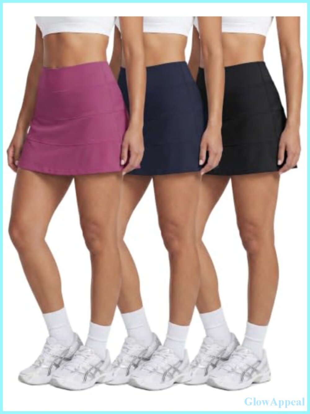 3 Pack Women's 14" Tiered Tennis Skorts Golf Skirt High Waisted Pockets Gym